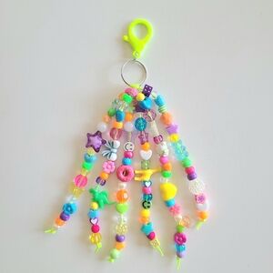 Neon Beaded Tassel Keychain Bag Charm 90s Maximalist Y2k
